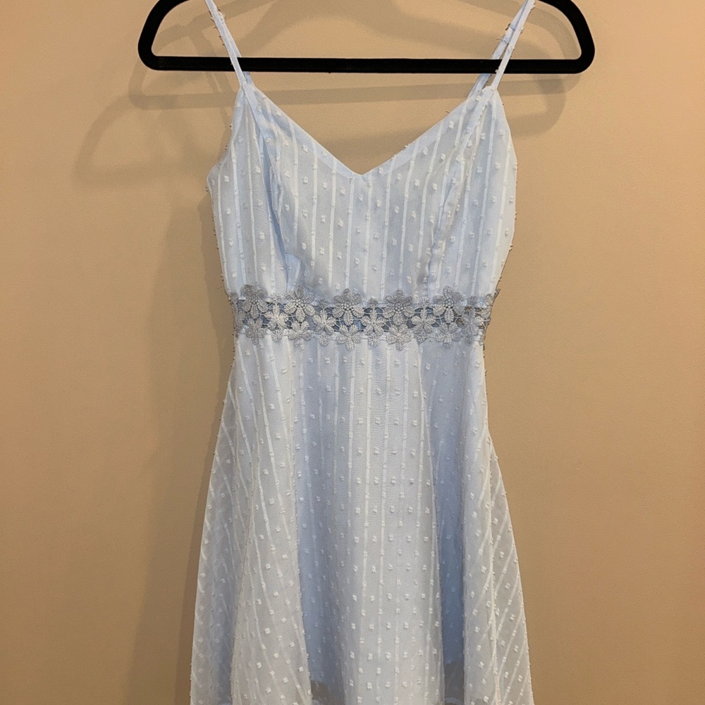 SHEIN Blue Embellished Mini flared Sundress